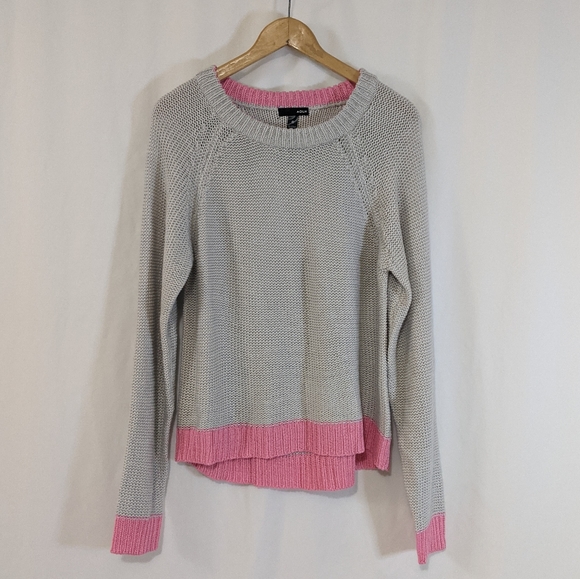 Aqua Pullover Sweater Pink Grey Color Block - Picture 7 of 7